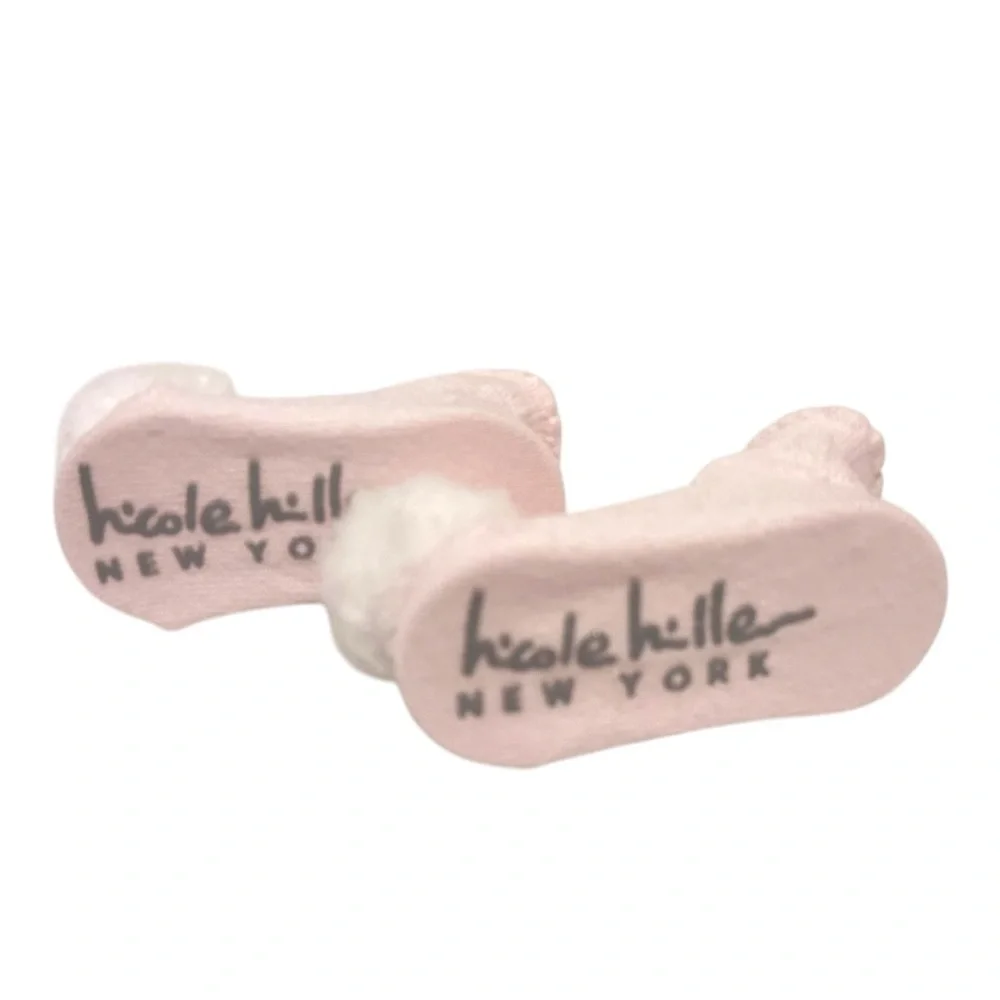Nicole Miller Baby Pink Dressy Pom Pom Sock Grip